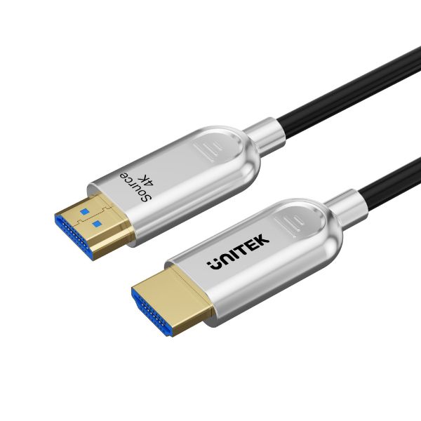 Unitek 30m HDMI 4K Fibre Optic 2.0 Cable w/ 24K Gold-plated Connectors. Supports HDR ARC