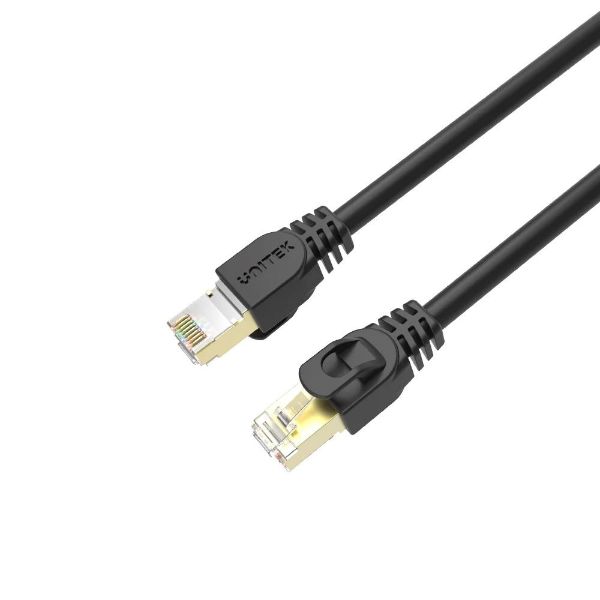 Unitek 0.5m CAT7 Black SSTP 26AWG Patch Lead in PVC Jacket Supports 10 Gigabit Ethernet