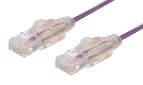 DYNAMIX 1.5m Cat6A 10G Purple UTP LSZH Patch Lead 30AWG 802.3af with Unshielded Plug.