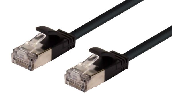 DYNAMIX 0.75m Cat6A S/FTP Black 10G LSZH Patch Lead 34AWG 802.3af Shielded Plug.