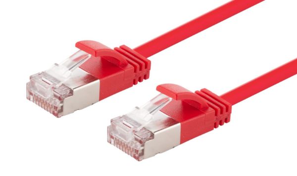 DYNAMIX 0.25m Cat6A S/FTP Red 10G LSZH Patch Lead 34AWG 802.3af Shielded Plug.