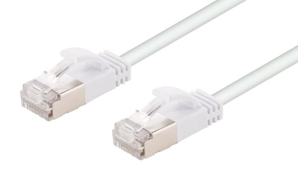 DYNAMIX 0.5m Cat6A S/FTP White 10G LSZH Patch Lead 34AWG 802.3af Shielded Plug.