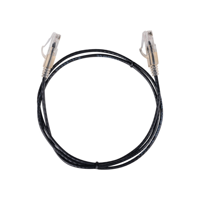DYNAMIX 0.15m Cat6A 10G Black UTP Patch Lead 30AWG 8023af Unshielded Plug.