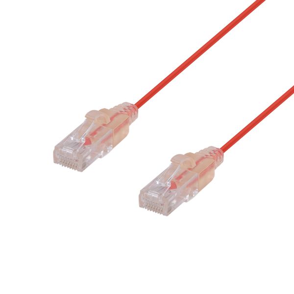 DYNAMIX 0.15m Cat6A 10G Red UTP Patch Lead 30AWG 8023af Unshielded Plug.