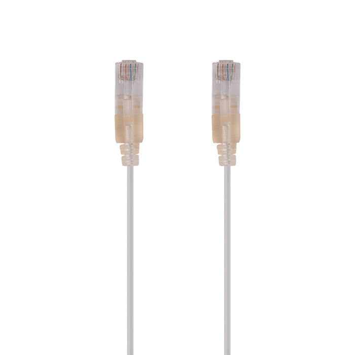 DYNAMIX 0.15m Cat6A 10G White UTP Patch Lead 30AWG 8023af Unshielded Plug.