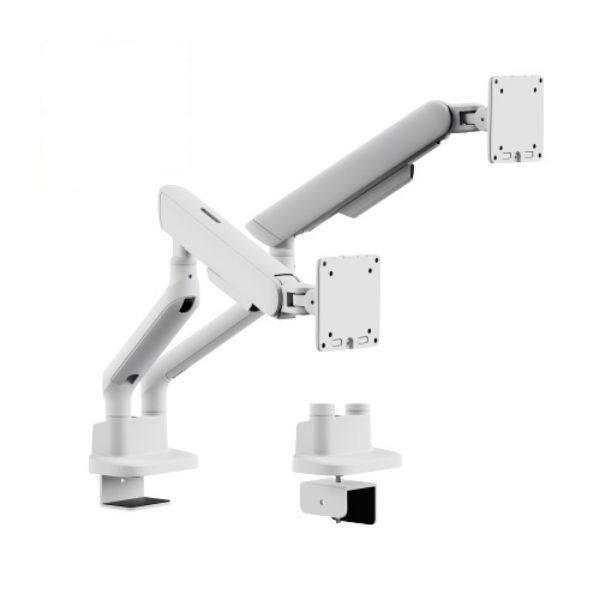 Brateck 17"-35" Elite Dual Screen Mechanical Spring Monitor Arm. Max Load 2x 11Kgs, White