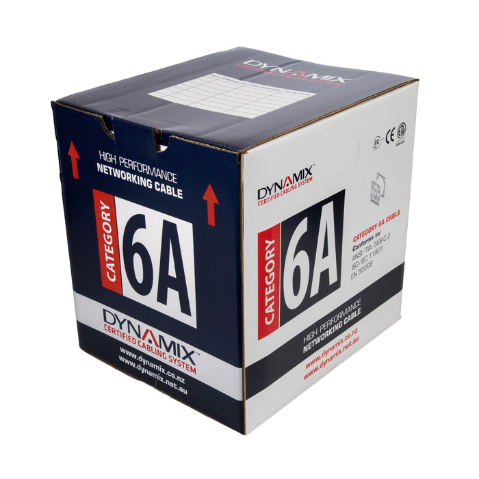 DYNAMIX 305m Cat6A White 10G UTP Solid Cable 23AWGx4P 500MHz LSZH CM UL Rated Jacket.