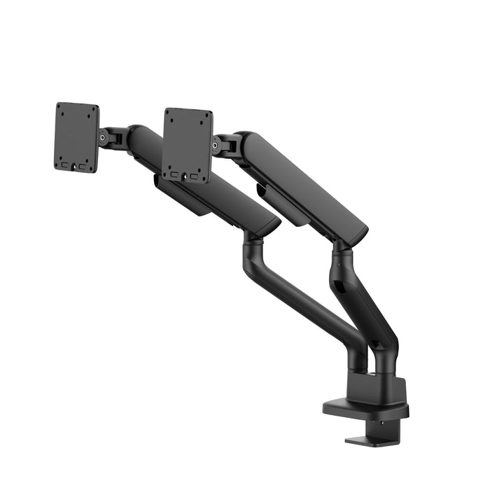 Brateck 17"-35" Elite Dual Screen Mechanical Spring Monitor Arm. Max Load 2x 11Kgs, Black