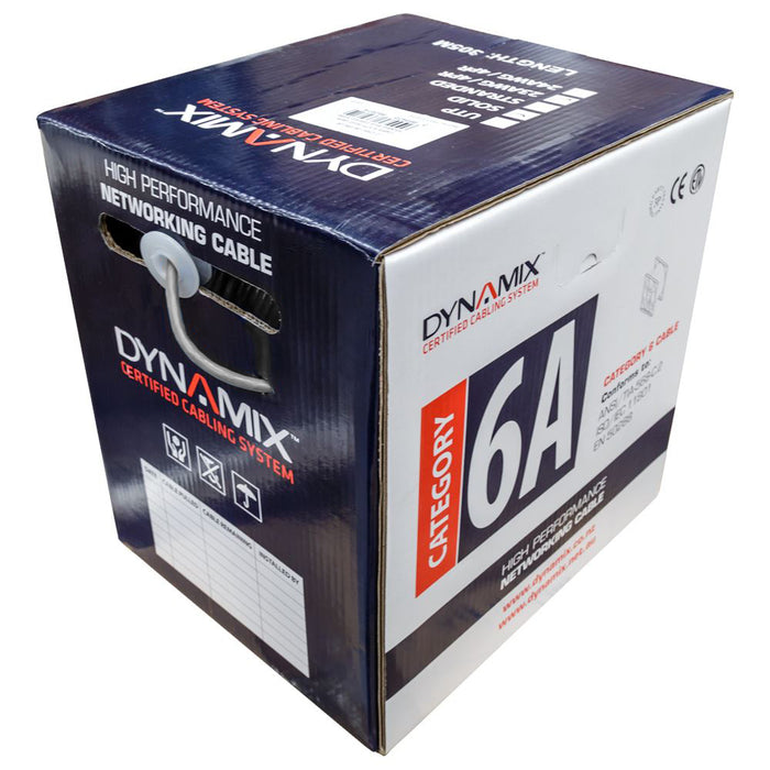 DYNAMIX 305m Cat6A Grey S/FTP Cable Roll 500MHz 23AWGx4P LSZH Jacket