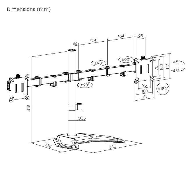 1Brateck 3"-32" Dual Monitor Desk Mechanical Table Stand Bracket.