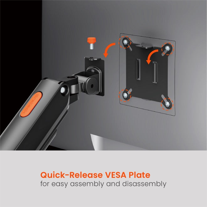 Brateck 13"-32" Single Monitor Desk Mechanical Spring Mount Bracket. Desk Clamp & Grommet