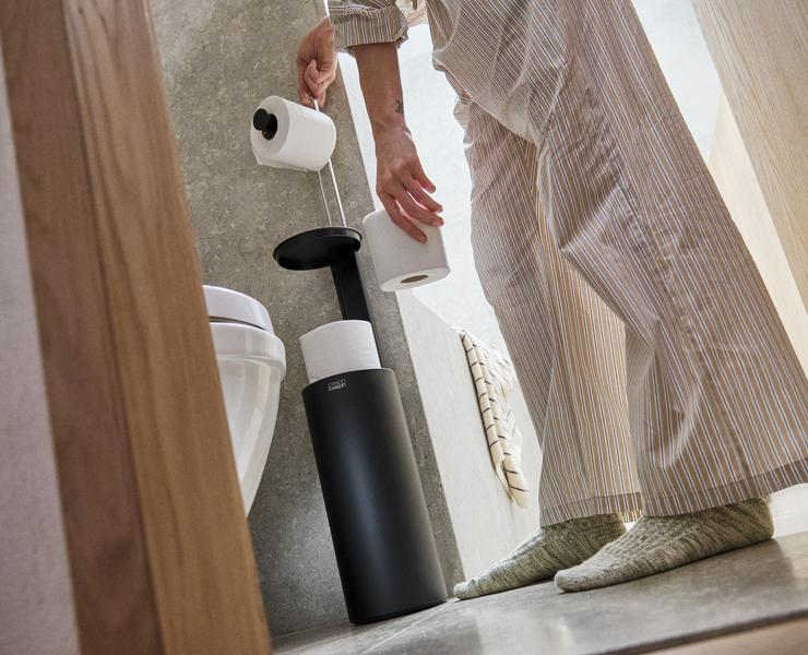 Joseph Joseph Toilet Roll Storage with Holder - Black