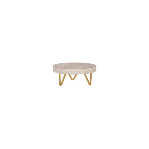 Chef Inox Serve Whitewash Mangowood Round Display Stand Metal Legs 200x90mm