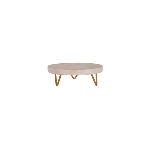 Chef Inox Serve Whitewash Mangowood Round Display Stand Metal Legs 254x90mm