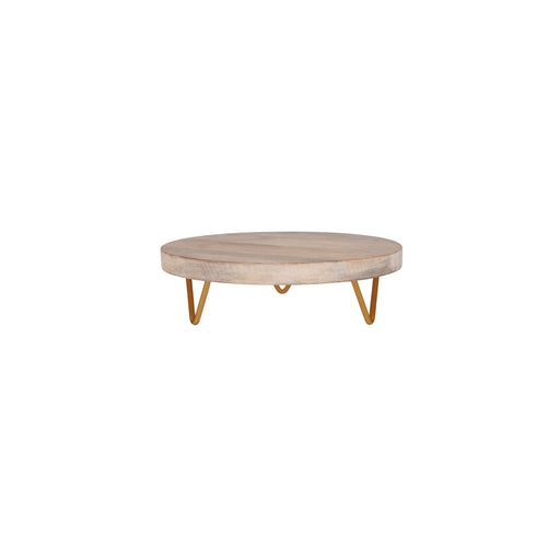 Chef Inox Serve Whitewash Mangowood Round Display Stand Metal Legs 300x90mm