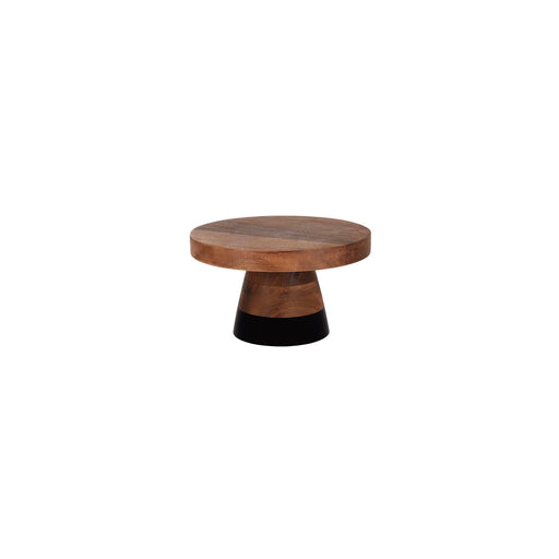 Chef Inox Serve Natural Acacia Round Cake Stand Black Boarder 230x140mm