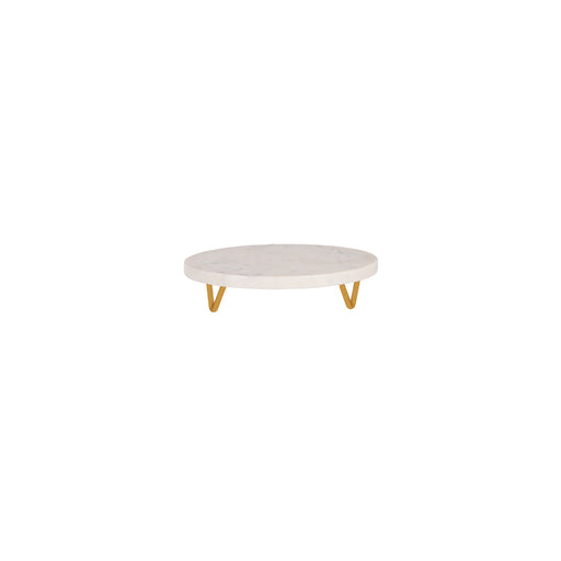 Chef Inox Serve White Marble Round Display Stand Metal Legs 230x55mm