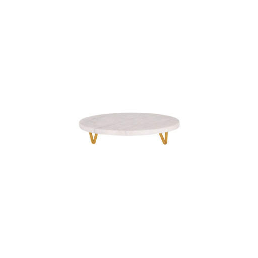 Chef Inox Serve White Marble Round Display Stand Metal Legs 300x55mm