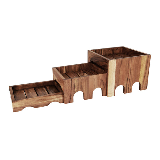 Chef Inox Serve Natural Acacia 3-Tier Nesting Buffet Riser Set