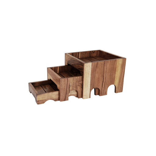 Chef Inox Serve Natural Acacia 3-Tier Nesting Buffet Riser Set
