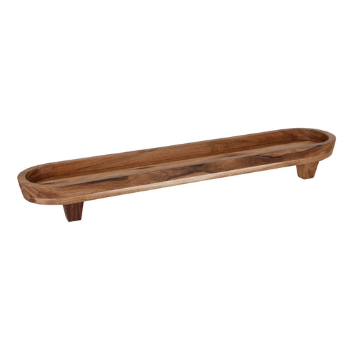 Chef Inox Serve Natural Acacia Oval Server with Legs 710x150x80mm