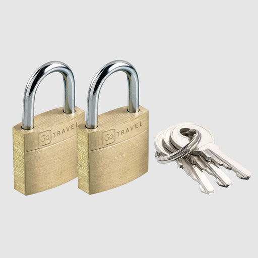 Go Travel Classic Brass Key Padlocks 2Pk