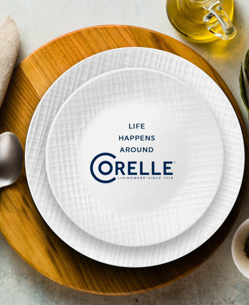 Corelle Linen Weave 12pc Dinnerware Plate Bowl Set