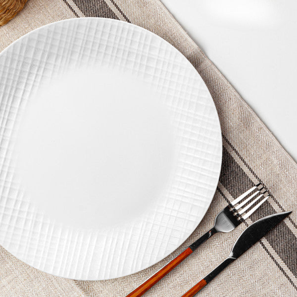 Corelle Linen Weave 12pc Dinnerware Plate Bowl Set