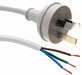 DYNAMIX 2M 3-Pin Plug Bare End 3 Core 0.75mm Cable, White Colour SAA Approved