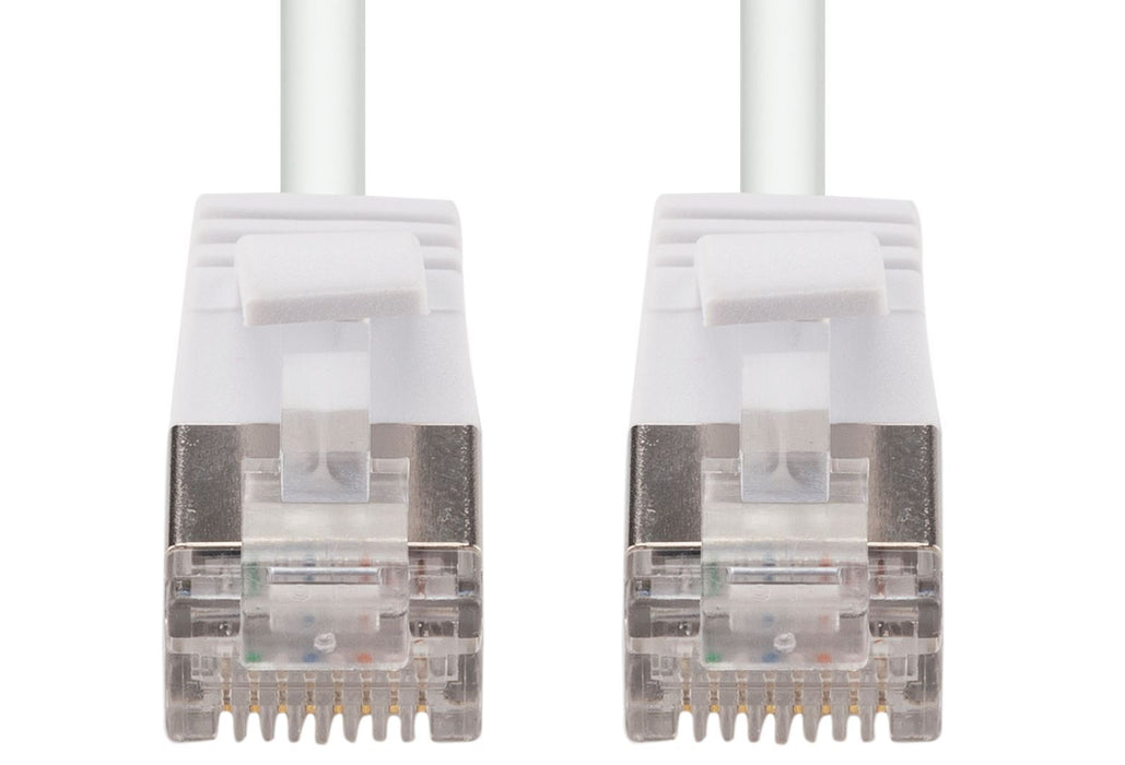 DYNAMIX 0.25m Cat6A S/FTP White 10G LSZH Patch Lead 34AWG 802.3af Shielded Plug.
