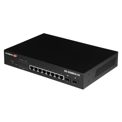 EDIMAX 8 Port Gigabit PoE+ Web Smart Switch with 2 SFP Slots. Power Budget: 160W