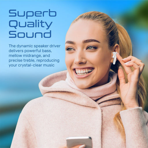 PROMATE In-Ear HD Bluetooth Earbud with Intellitouch and 350mAh Charging Case. B