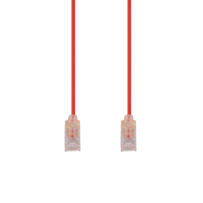 DYNAMIX 1.25m Cat6A 10G Red UTP LSZH Patch Lead 30AWG 802.3af Unshielded Plug.