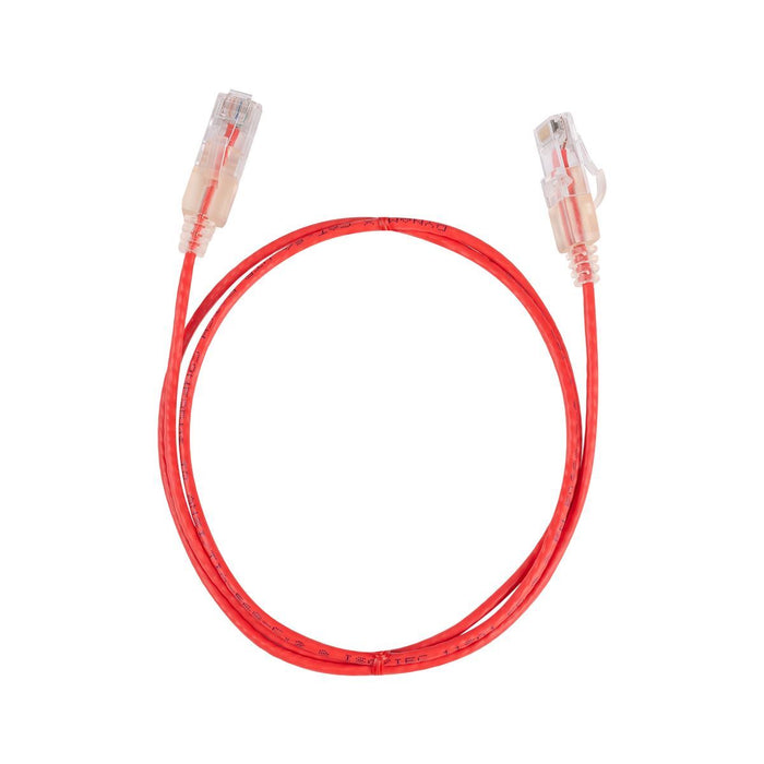 DYNAMIX 0.75m Cat6A 10G Red UTP LSZH Patch Lead 30AWG 802.3af Unshielded Plug.
