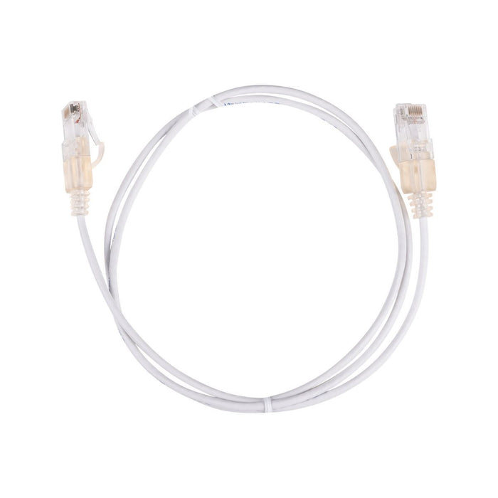 DYNAMIX 2.5m Cat6A 10G White UTP LSZH Patch Lead 30AWG 802.3af Unshielded Plug.