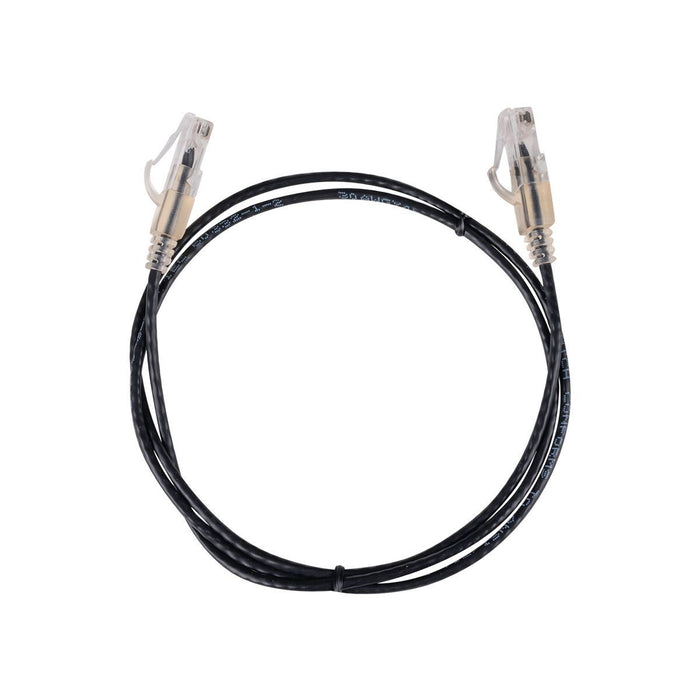 DYNAMIX 2.5m Cat6A 10G Black UTP LSZH Patch Lead 30AWG 802.3af Unshielded Plug.