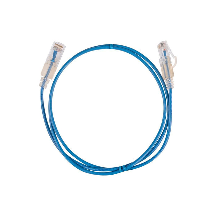DYNAMIX 0.25m Cat6A 10G Blue UTP LSZH Patch Lead 30AWG 802.3af Unshielded Plug.