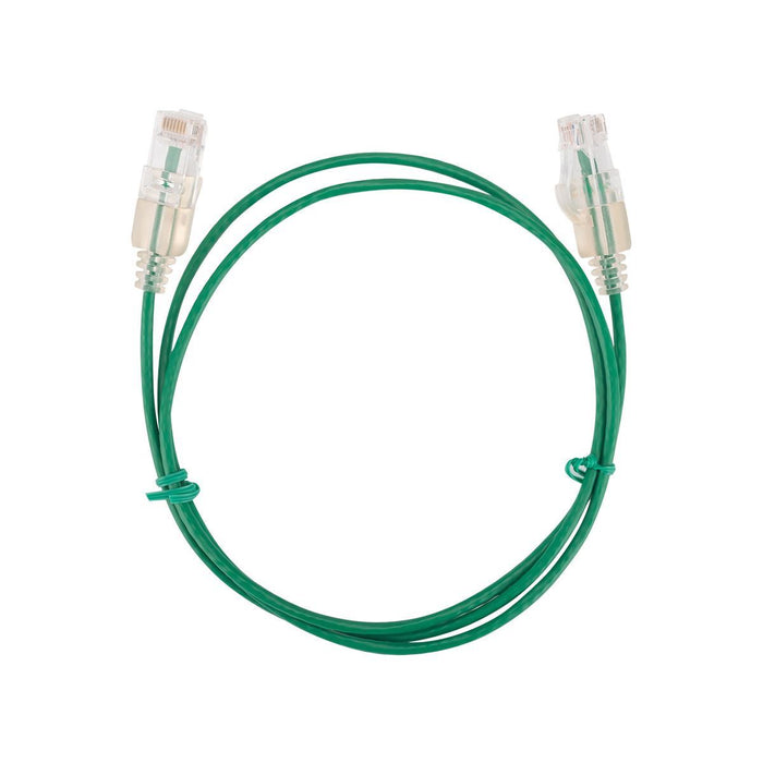 DYNAMIX 0.5m Cat6A 10G Green UTP LSZH Patch Lead 30AWG 802.3af Unshielded Plug.