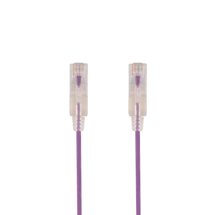 DYNAMIX 1.25m Cat6A 10G Purple UTP LSZH Patch Lead 30AWG 802.3af with Unshielded Plug.