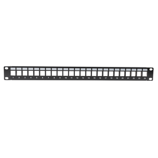 DYNAMIX Horizontal 19'' 1RU Unloaded 24 Port UTP Patch Panel. RoHS Numbered 1-24