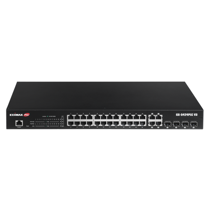 EDIMAX 28-Port Surveillance Long Range Gigabit PoE+ Web Smart Switch with 2 Giga