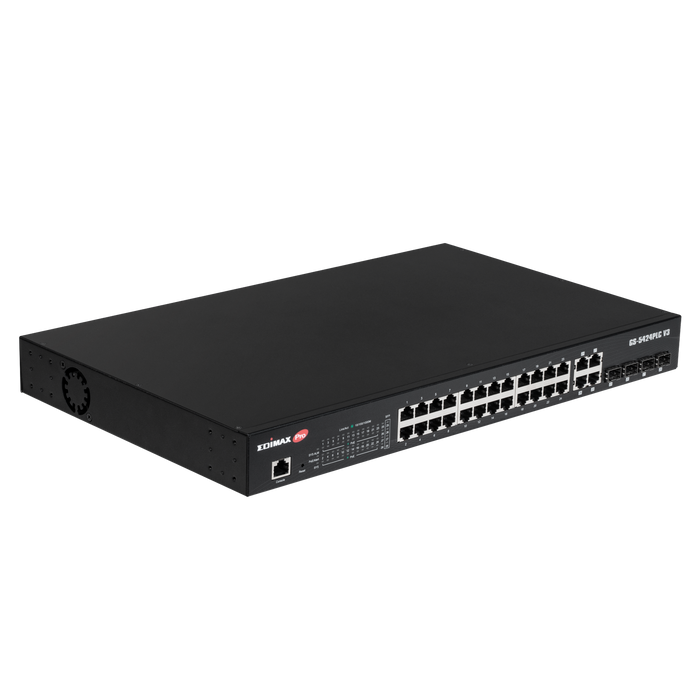 EDIMAX 28-Port Surveillance Long Range Gigabit PoE+ Web Smart Switch with 2 Giga