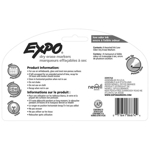 EXPO Dry Erase Markers with Fine Point Tips. 4x Assorted Colours. Includes Red, - LX2001 - Homewares, Outdoor, Phone Accessories, Cases, Speakers, Headphones + More -