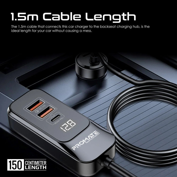 PROMATE 120W In-Car Device Charger with Backseat 3 Port Charging Hub. Includes 2 - LX2001 - Homewares, Outdoor, Phone Accessories, Cases, Speakers, Headphones + More -