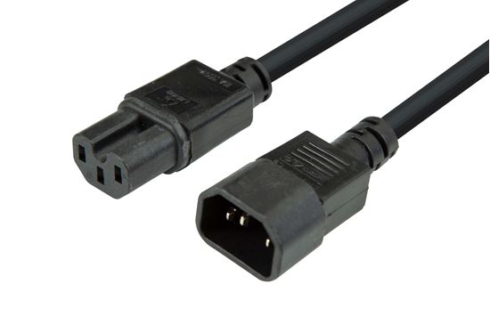 DYNAMIX 1M IEC C14 to Notched C15 10A SAA Approved Power Extension Cable. 1.0mm