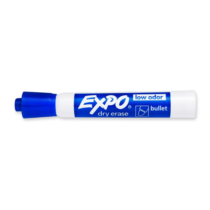 EXPO Dry Erase Markers Bullet Marker 12-Pack. Blue Colour. Bright, Vivid, Non-to