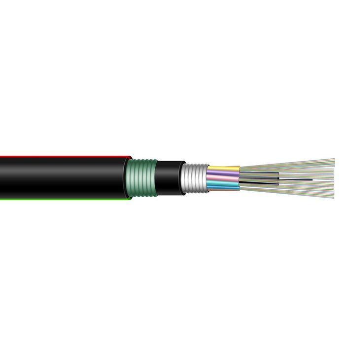 DYNAMIX 1km OM3 6 Core Multimode Fibre Cable Roll. Outdoor Armoured Direct buria