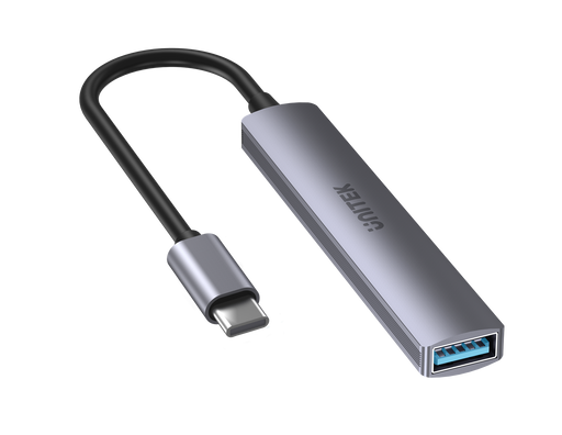 UNITEK 4-in-1 USB Multi-port Ultra Slim Hub with USB-C Connector. Includes 1x US