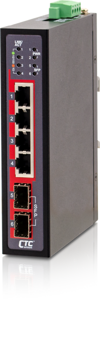 CTC UNION 4 Port Gigabit + 2x SFP Unmanaged Switch. -40C~+75C. 4x 10/100/1000Bas