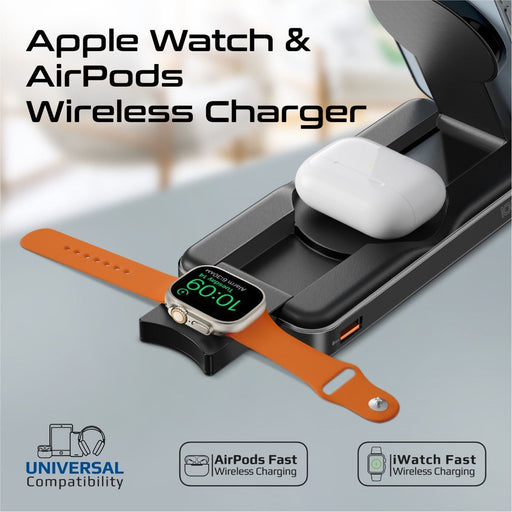 PROMATE 5-in-1 Foldable Charging Station. Includes 15W Magsafe Compatible Wirele